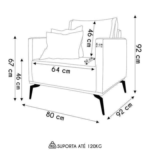 Imagem de Poltrona Para Sala Pés De Metal Vecchia S06 Linho Grigio - Mpozenato