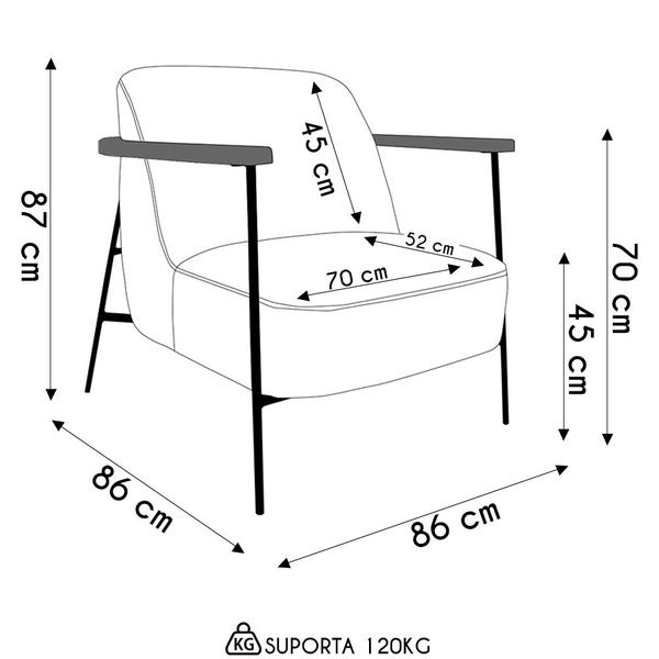 Imagem de Poltrona para Sala Pés Metálicos Ellen S06 Boucle Preto - Mpozenato