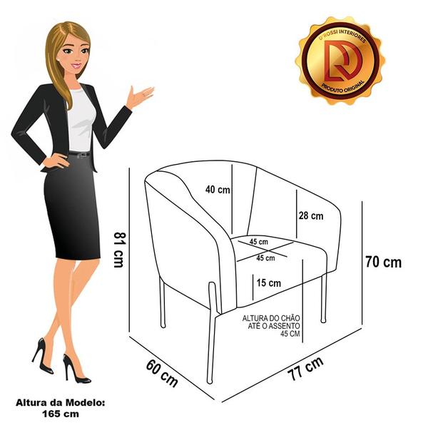 Imagem de Poltrona Pé de Ferro Dourado Kit 2 Stella material sintético Bege D03 - D'Rossi