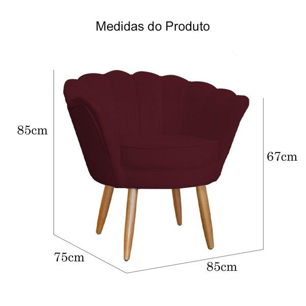 Imagem de Poltrona Pétala Decorativa Suede Bordo Pés de Palito - Vallisa Decor.