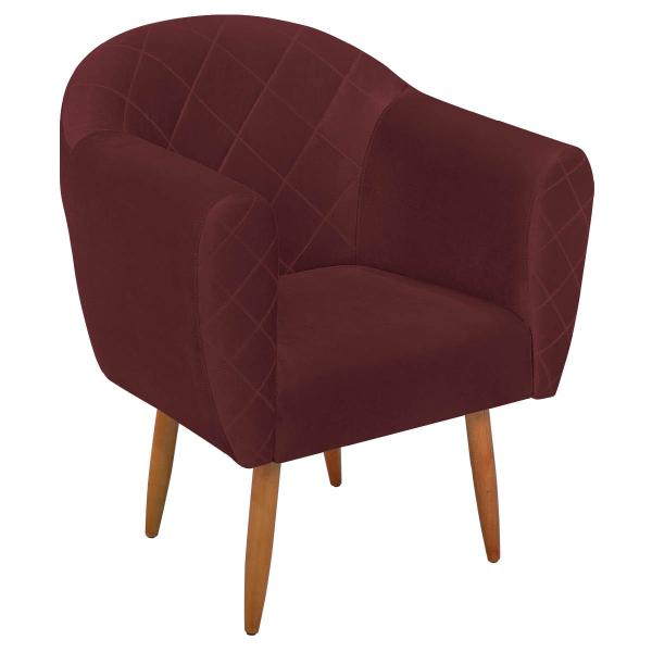 Imagem de Poltrona Recepção Decorativa Liz Pés Palito Suede Bordo  - INCASA DECOR