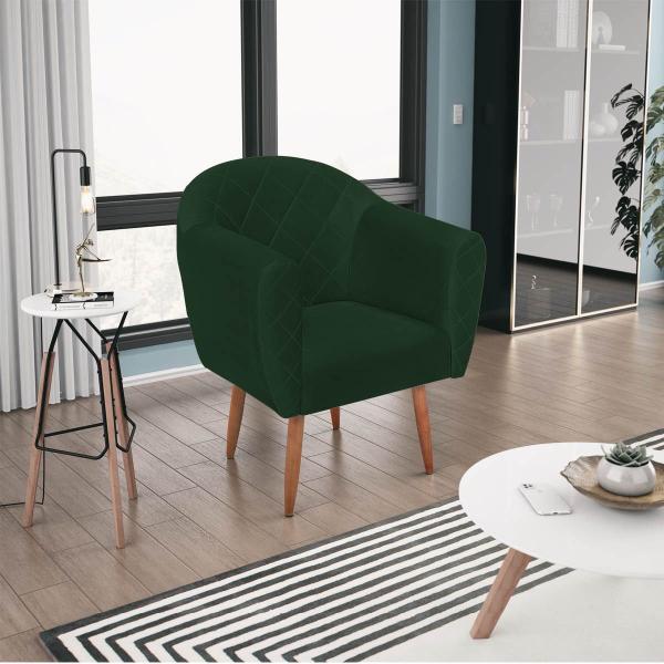 Imagem de Poltrona Recepção Decorativa Liz Pés Palito Suede Verde - INCASA DECOR