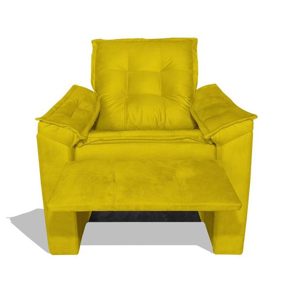 Imagem de Poltrona Reclinável Papai Idoso Cilios Ibiza Suede Amarelo - INCASA DECOR