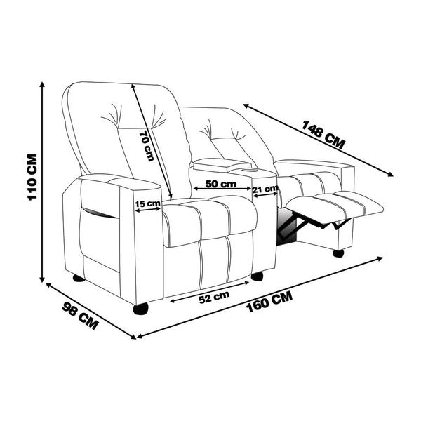 Imagem de Poltrona Reclinável Para Cinema 2 Lugares Sora PU FH1 - D'Rossi