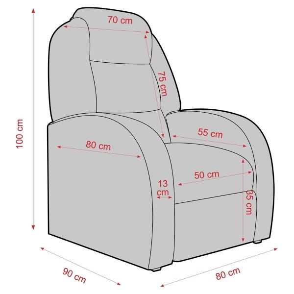 Imagem de Poltrona Retrátil e Reclinável 80cm com Material Sintético Multimóveis CR45266