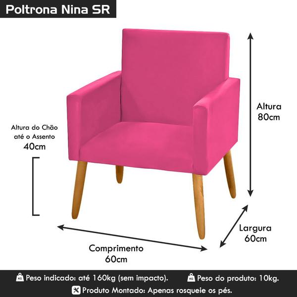 Imagem de Poltrona Retrô Nina para Salão de Beleza Tecido Sintético Rosa Pink