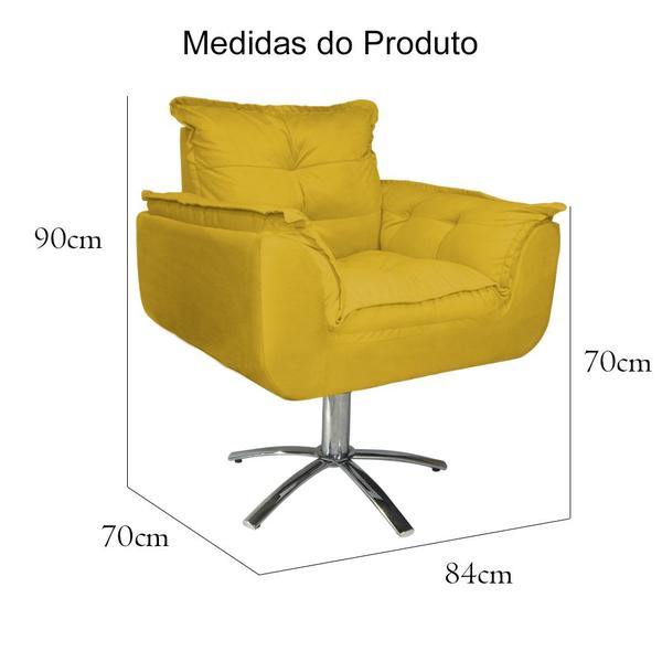 Imagem de Poltrona Sala de Estar Base Giratória de Metal Opala Suede Mostarda - LM DECOR