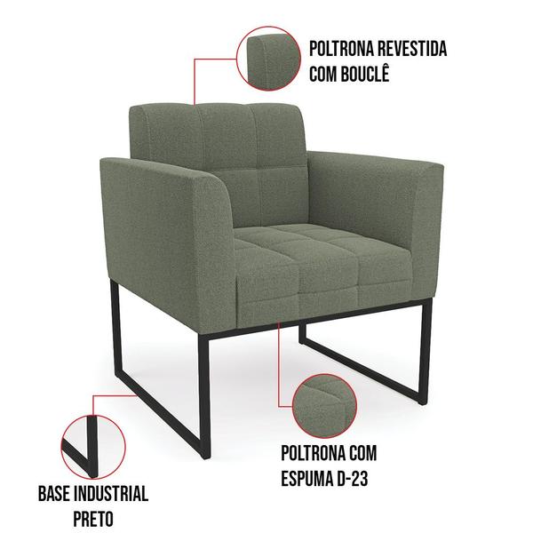 Imagem de Poltrona Sala de Estar Industrial Preto Elisa Bouclê D03 - D'Rossi