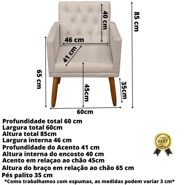 Imagem de Poltrona Sala Decorativa Cadeira Capitone Estofada Resistente Escritório