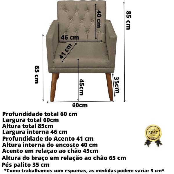 Imagem de Poltrona Sala Decorativa Cadeira Capitone Estofada Resistente Escritório