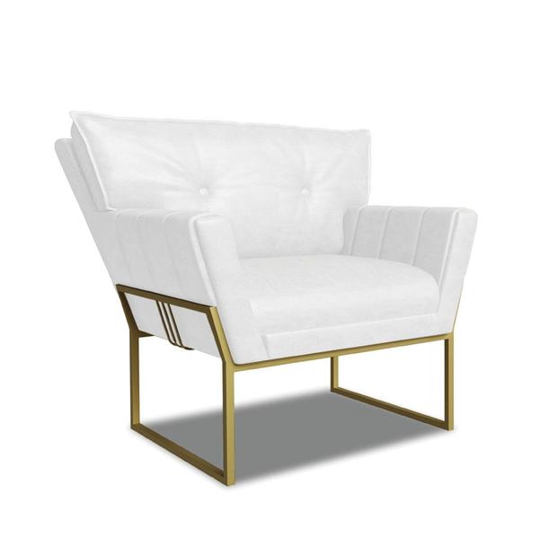 Imagem de Poltrona Sala Industrial Dourado Kit 2 Anitta Sintético PU Branco D03 - D'Rossi