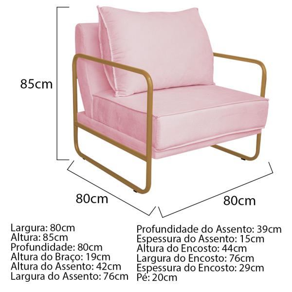 Imagem de Poltrona Sevilha Base de Ferro Dourado Suede - ADJ Decor