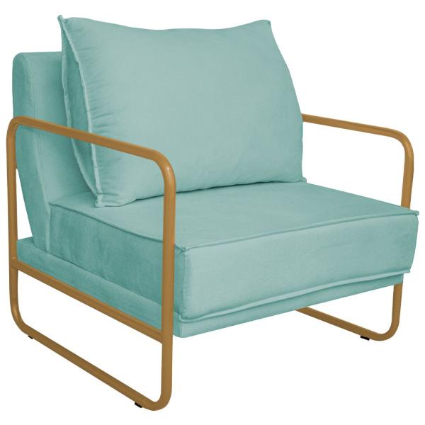 Poltrona Sevilha Base de Ferro Dourado Suede - Doce Sonho Móveis Imagem de Poltrona Sevilha Base de Ferro Dourado Suede - Doce Sonho Móveis