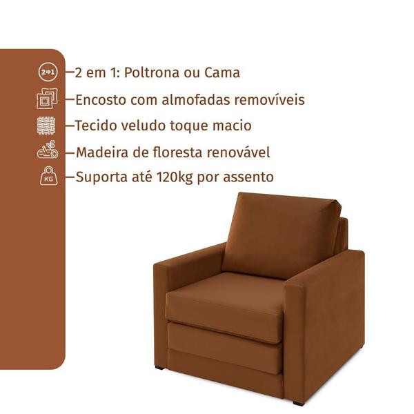 Imagem de Poltrona Simi 2 em 1 Poltrona Cama 90cm Estofama