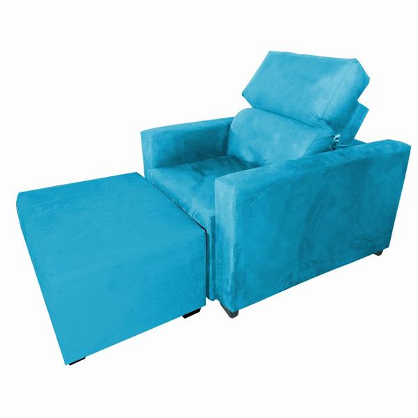 Imagem de Poltrona Sofa Amamentação Retrátil e Reclinável Veneza + Puff Bella Turquesa