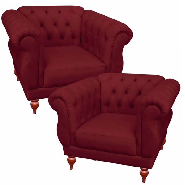 Imagem de Poltrona Sofá Docorativa Chesterfield Botões Original Capitone Para Sala Recepção Confortável