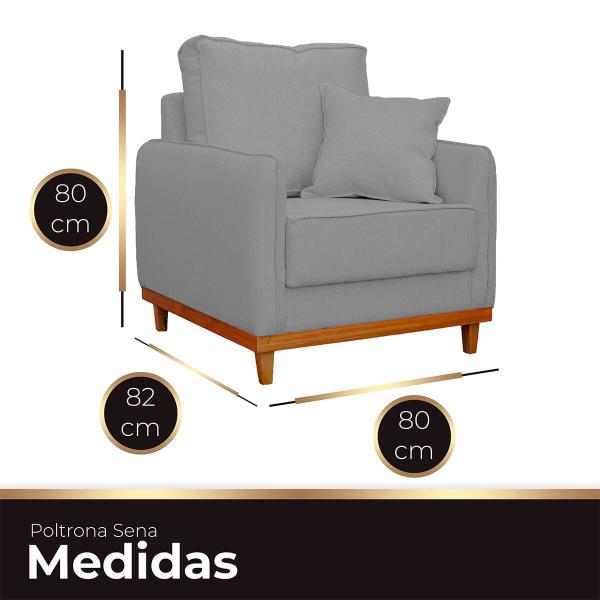 Imagem de Poltrona Sofa Sena Base de Madeira Luxo Conforto para Hotel e Sala Linho Cinza