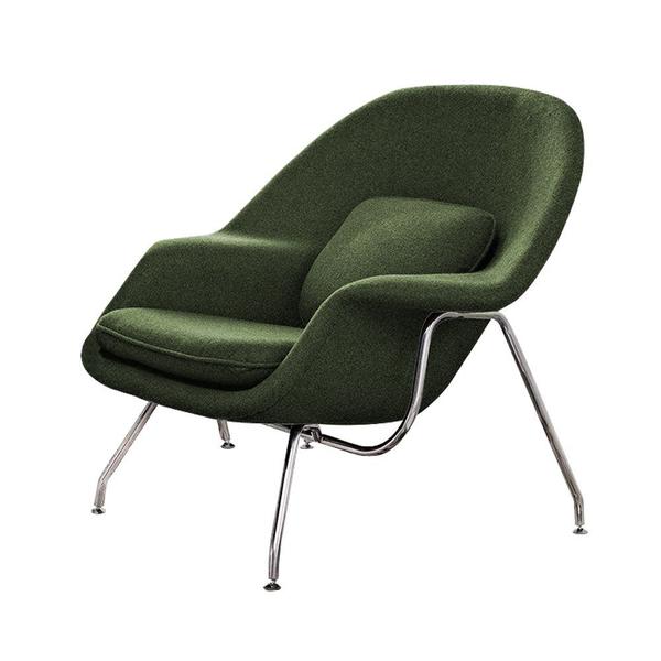 Imagem de Poltrona Womb Chair com Puff Cromada Linho Verde