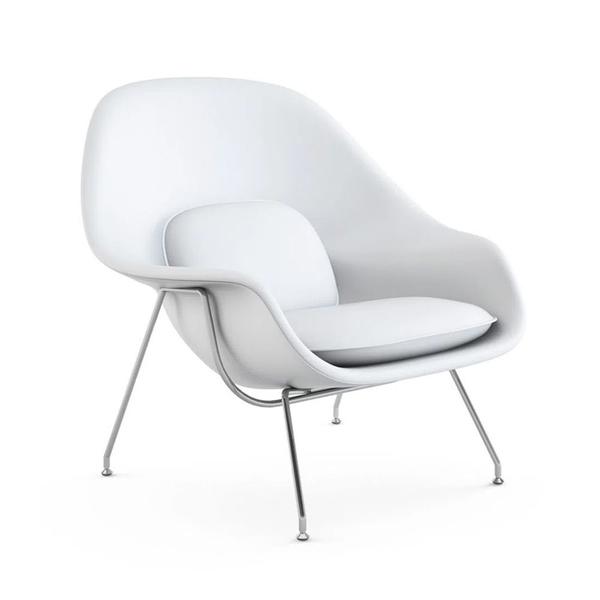 Imagem de Poltrona Womb Chair com Puff Cromada Sintético Branco