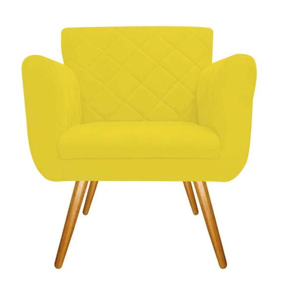 Imagem de Poltronas Cadeira Decorativa Cloe  Pé Palito Para Sala de Estar Recepção Escritório Suede Amarelo - Damaffê Móveis