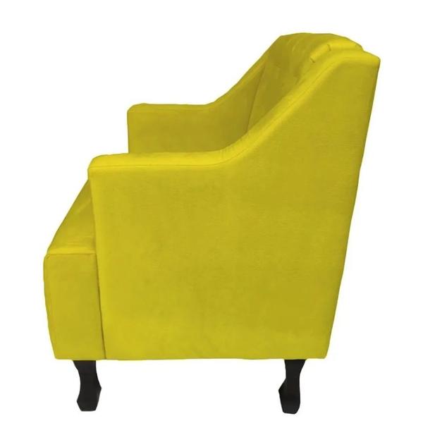 Imagem de Poltronas Decorativa Pés Luis XV Gênises Encosto Estilo Capitonê Suede Amarelo - DS Estofados