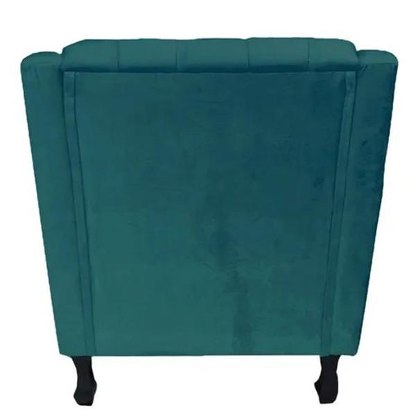 Imagem de Poltronas Decorativa Pés Luis XV Gênises Encosto Estilo Capitonê Suede Azul Turquesa - DS Estofados