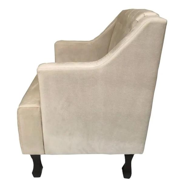 Imagem de Poltronas Decorativa Pés Luis XV Gênises Encosto Estilo Capitonê Suede Bege - DS Estofados