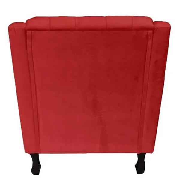 Imagem de Poltronas Decorativa Pés Luis XV Gênises Encosto Estilo Capitonê Suede Vermelho - DS Estofados