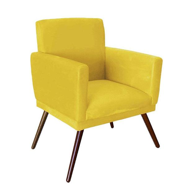 Imagem de Poltronas Nina Com Rodapé e Pés Em Madeira Suede Amarelo - SA Móveis