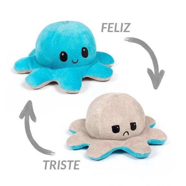 Polvo Humor Reversível De Pelúcia Feliz Triste Azul E Bege - TOYS Imagem de Polvo Humor Reversível De Pelúcia Feliz Triste Azul E Bege
