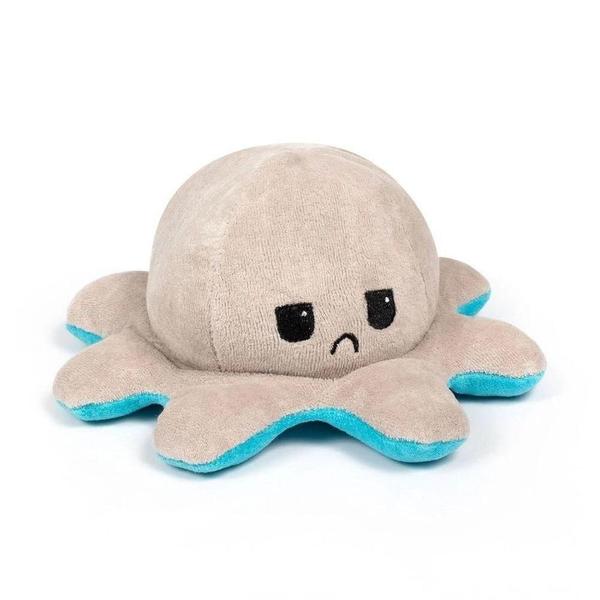 Polvo Humor Reversível De Pelúcia Feliz Triste Azul E Bege - TOYS Imagem de Polvo Humor Reversível De Pelúcia Feliz Triste Azul E Bege