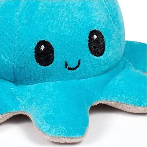 Polvo Humor Reversível De Pelúcia Feliz Triste Azul E Bege - TOYS Imagem de Polvo Humor Reversível De Pelúcia Feliz Triste Azul E Bege