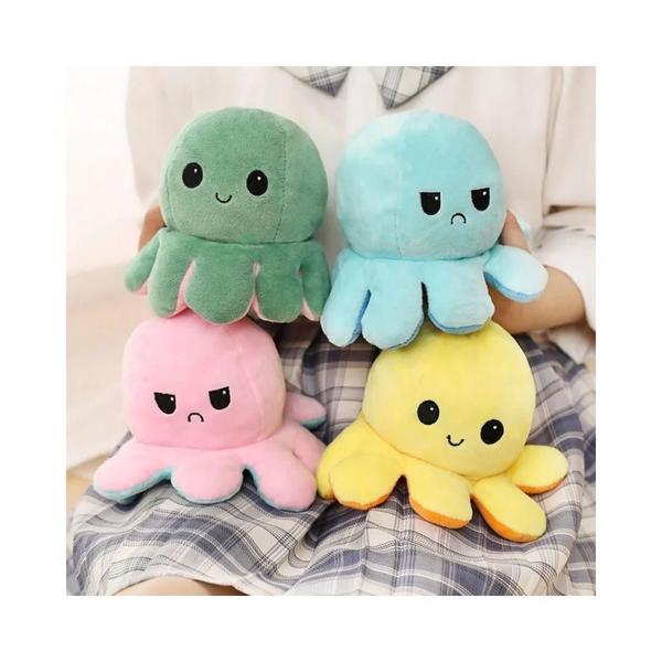 Polvo Polvinho Tiktok Humor Bravo Feliz Reversível Pelúcia - Brinquedo Imagem de Polvo Polvinho Tiktok Humor Bravo Feliz Reversível Pelúcia