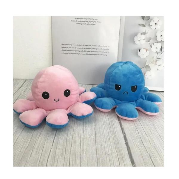 Polvo Polvinho Tiktok Humor Bravo Feliz Reversível Pelúcia - Brinquedo Imagem de Polvo Polvinho Tiktok Humor Bravo Feliz Reversível Pelúcia
