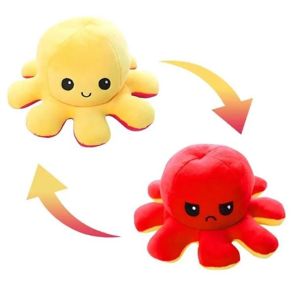 Polvo Polvinho Tiktok Humor Bravo Feliz Reversível Pelúcia - Brinquedo Imagem de Polvo Polvinho Tiktok Humor Bravo Feliz Reversível Pelúcia