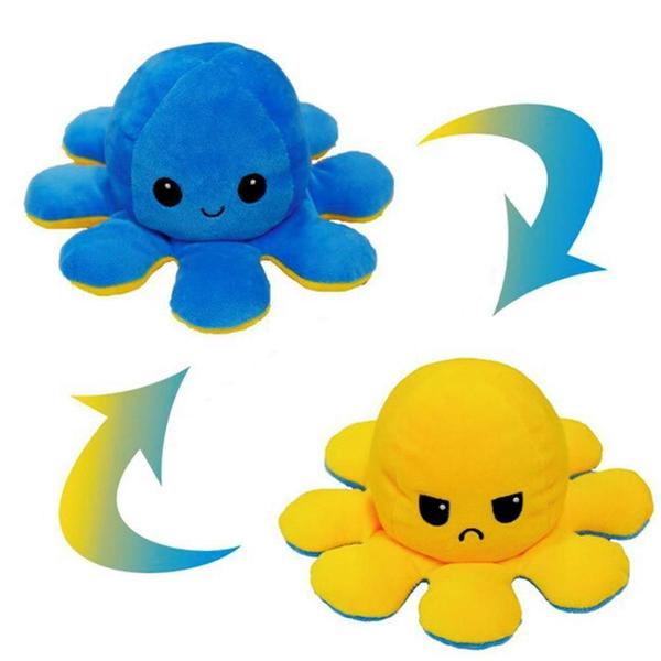 Polvo Polvinho Tiktok Humor Bravo Feliz Reversível Pelúcia - Brinquedo Imagem de Polvo Polvinho Tiktok Humor Bravo Feliz Reversível Pelúcia