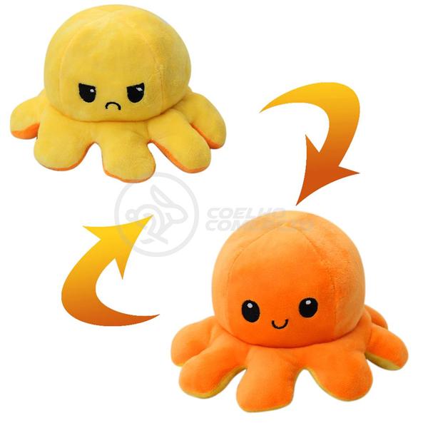 Polvo Reversível Bipolar de Pelúcia Humor Feliz e Bravo 2 em 1 TikTok Fofinho - Laranja e Amarelo - Smart Bracelet Imagem de Polvo Reversível Bipolar de Pelúcia Humor Feliz e Bravo 2 em 1 TikTok Fofinho - Laranja e Amarelo