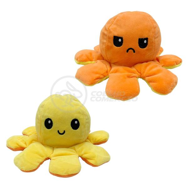 Polvo Reversível Bipolar de Pelúcia Humor Feliz e Bravo 2 em 1 TikTok Fofinho - Laranja e Amarelo - Smart Bracelet Imagem de Polvo Reversível Bipolar de Pelúcia Humor Feliz e Bravo 2 em 1 TikTok Fofinho - Laranja e Amarelo