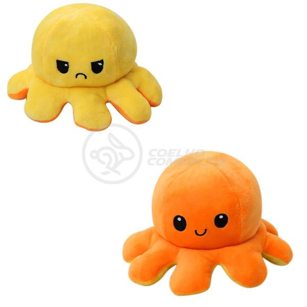 Polvo Reversível Bipolar de Pelúcia Humor Feliz e Bravo 2 em 1 TikTok Fofinho - Laranja e Amarelo - Smart Bracelet Imagem de Polvo Reversível Bipolar de Pelúcia Humor Feliz e Bravo 2 em 1 TikTok Fofinho - Laranja e Amarelo