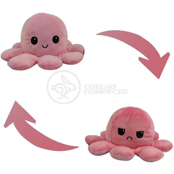 Polvo Reversível Bipolar de Pelúcia Humor Feliz e Bravo 2 em 1 TikTok Fofinho Macio - Pink e Rosa - Smart Bracelet Imagem de Polvo Reversível Bipolar de Pelúcia Humor Feliz e Bravo 2 em 1 TikTok Fofinho Macio - Pink e Rosa