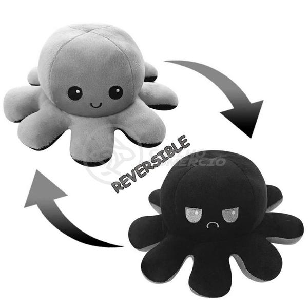 Polvo Reversível Bipolar de Pelúcia Humor Feliz e Bravo 2 em 1 TikTok Fofinho Macio - Preto e Cinza - Smart Bracelet Imagem de Polvo Reversível Bipolar de Pelúcia Humor Feliz e Bravo 2 em 1 TikTok Fofinho Macio - Preto e Cinza