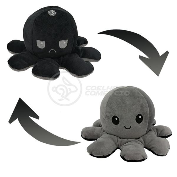 Polvo Reversível Bipolar de Pelúcia Humor Feliz e Bravo 2 em 1 TikTok Fofinho Macio - Preto e Cinza - Smart Bracelet Imagem de Polvo Reversível Bipolar de Pelúcia Humor Feliz e Bravo 2 em 1 TikTok Fofinho Macio - Preto e Cinza