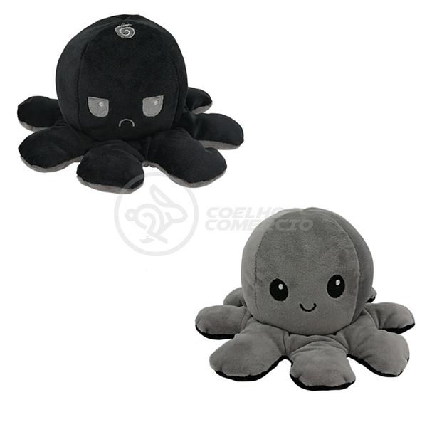 Polvo Reversível Bipolar de Pelúcia Humor Feliz e Bravo 2 em 1 TikTok Fofinho Macio - Preto e Cinza - Smart Bracelet Imagem de Polvo Reversível Bipolar de Pelúcia Humor Feliz e Bravo 2 em 1 TikTok Fofinho Macio - Preto e Cinza