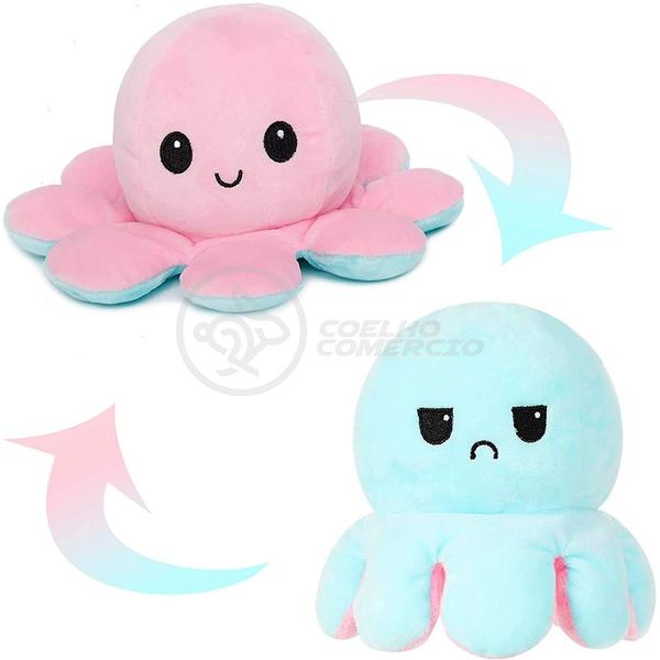 Polvo Reversível Bipolar de Pelúcia Humor Feliz e Bravo 2 em 1 TikTok Fofinho Macio - Rosa e Azul - Smart Bracelet Imagem de Polvo Reversível Bipolar de Pelúcia Humor Feliz e Bravo 2 em 1 TikTok Fofinho Macio - Rosa e Azul