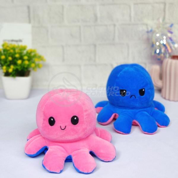 Polvo Reversível Bipolar de Pelúcia Humor Feliz e Bravo 2 em 1 TikTok Fofinho Macio - Rosa e Azul - Smart Bracelet Imagem de Polvo Reversível Bipolar de Pelúcia Humor Feliz e Bravo 2 em 1 TikTok Fofinho Macio - Rosa e Azul