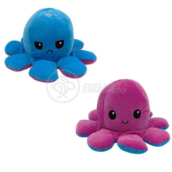 Polvo Reversível De Pelúcia Humor Feliz E Bravo Azul E Roxo - SMART BRACELET Imagem de Polvo Reversível De Pelúcia Humor Feliz E Bravo Azul E Roxo