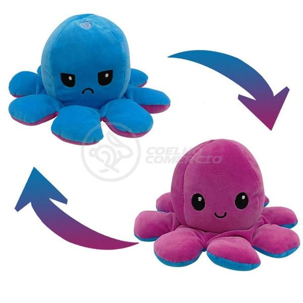 Polvo Reversível De Pelúcia Humor Feliz E Bravo Azul E Roxo - SMART BRACELET Imagem de Polvo Reversível De Pelúcia Humor Feliz E Bravo Azul E Roxo