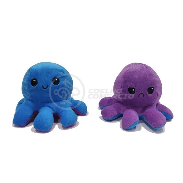 Polvo Reversível De Pelúcia Humor Feliz E Bravo Azul E Roxo - SMART BRACELET Imagem de Polvo Reversível De Pelúcia Humor Feliz E Bravo Azul E Roxo
