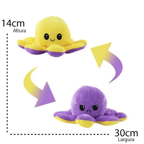 Polvo Reversível Humor Grande Tiktok Pelúcia Amarelo/Lilás - BBR TOYS Imagem de Polvo Reversível Humor Grande Tiktok Pelúcia Amarelo/Lilás