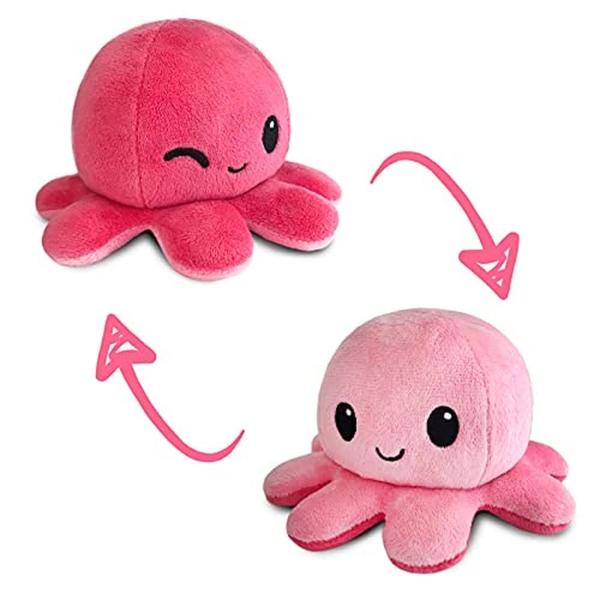 Imagem de Polvo reversível Plushie TeeTurtle rosa claro Happy + rosa escuro Wink